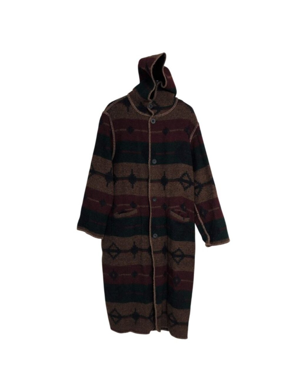 Woolrich Southwestern Reversible Coat Womens Size XL Blue Wool Hooded Duster